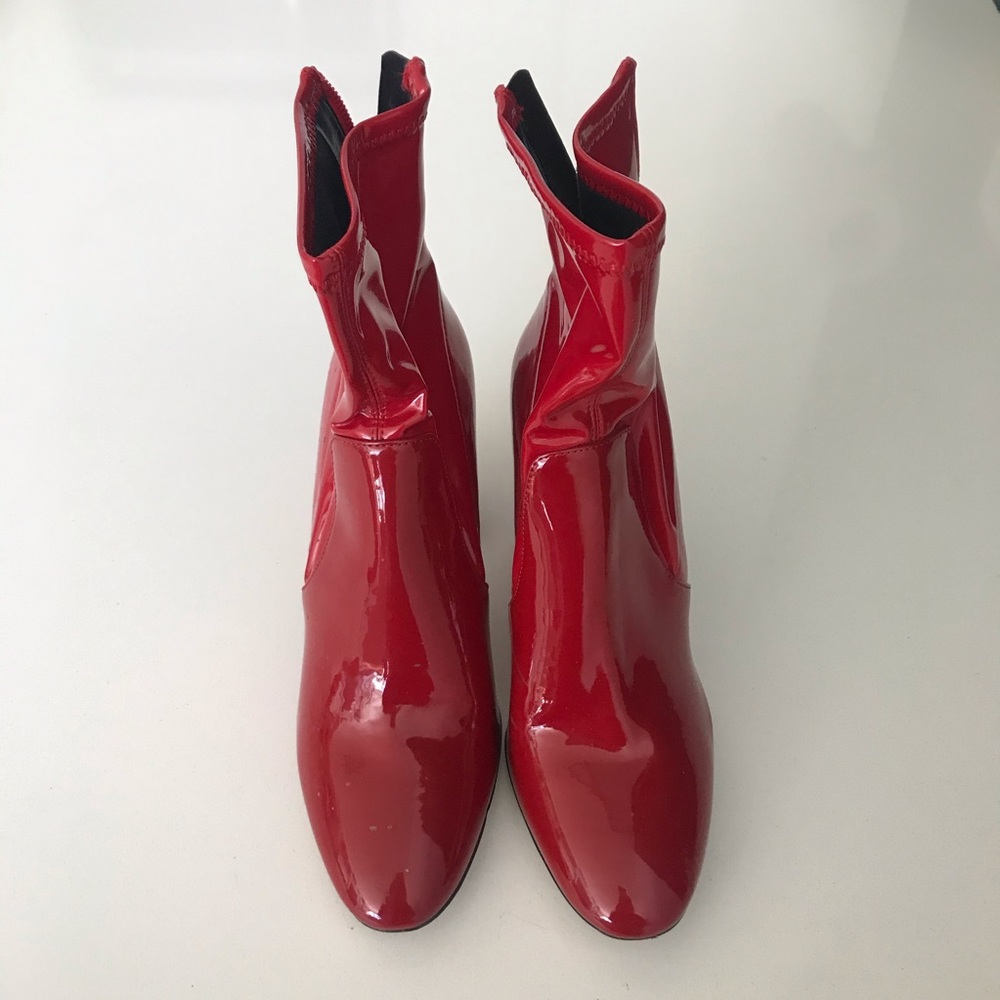 RED PATENT BOOTS